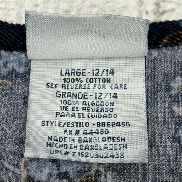 Bobbie Brooks Corduroy Jumper Dress Sz L Blue Floral Country Prairie Cottagecore - Picture 8 of 10